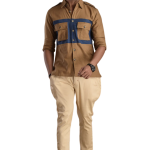 Camel Brown Hunt in Style Shirt | Premium Men's Sportswear | Classic Outdoor Design | Comfortable Cotton Fabric | Size 36-44